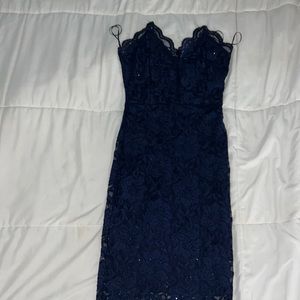 A glitter royal blue dress